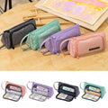 Large Capacity Cotton Linen Pencil Case for Students - Pink - view 4