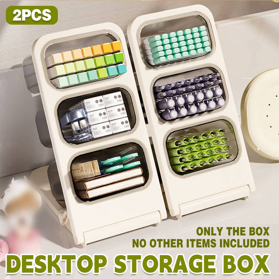 Large Capacity Desk Organiser Pencil Holder with Six Compartments, Set of 2