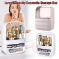 Large Capacity Dustproof Desktop Cosmetic Storage Box with Clear Cover - Pink