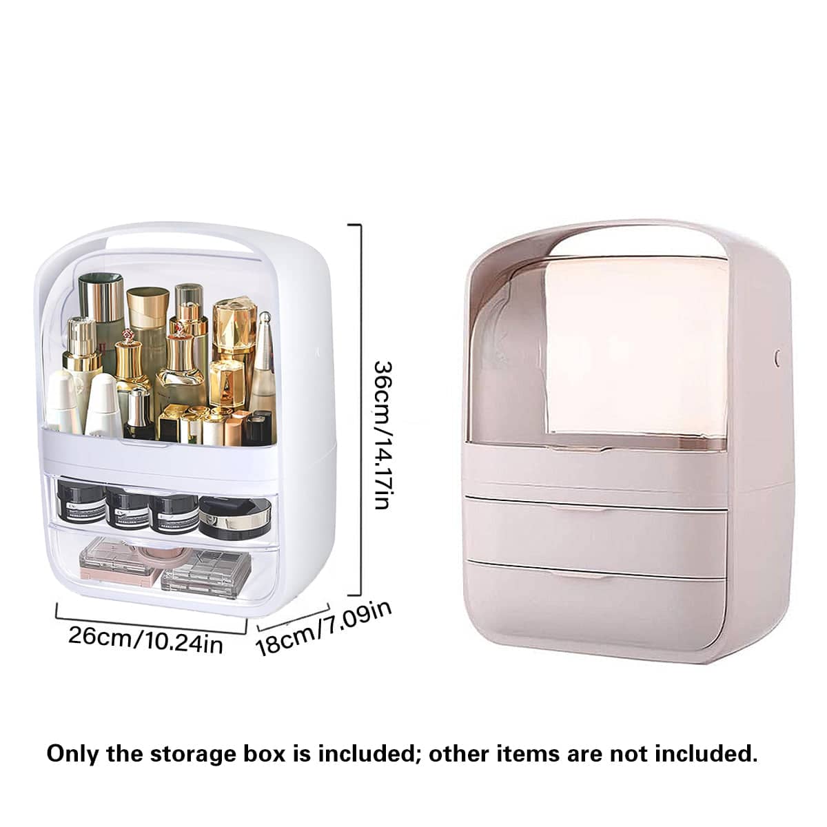 Large Capacity Dustproof Desktop Cosmetic Storage Box with Clear Cover - Pink - view 3