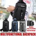 Large Capacity Multi-Functional Shoulder Bag with External USB Port - Grey - view 2