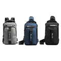 Large Capacity Multi-Functional Shoulder Bag with External USB Port - Navy Blue - view 3