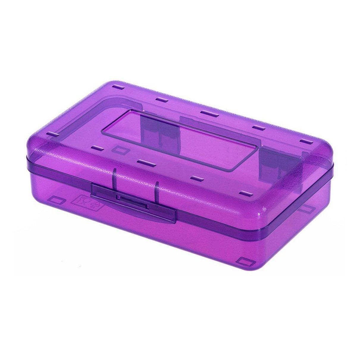 Large Capacity Plastic Pencil Case for Students and Artists - Purple