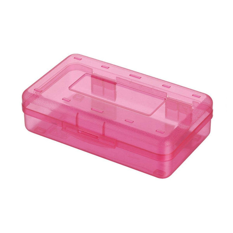 Large Capacity Plastic Pencil Case for Students and Artists - Red