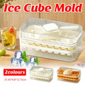 Large Capacity Press Ice Cube Mould with Storage Container and Scoop - White - view 2