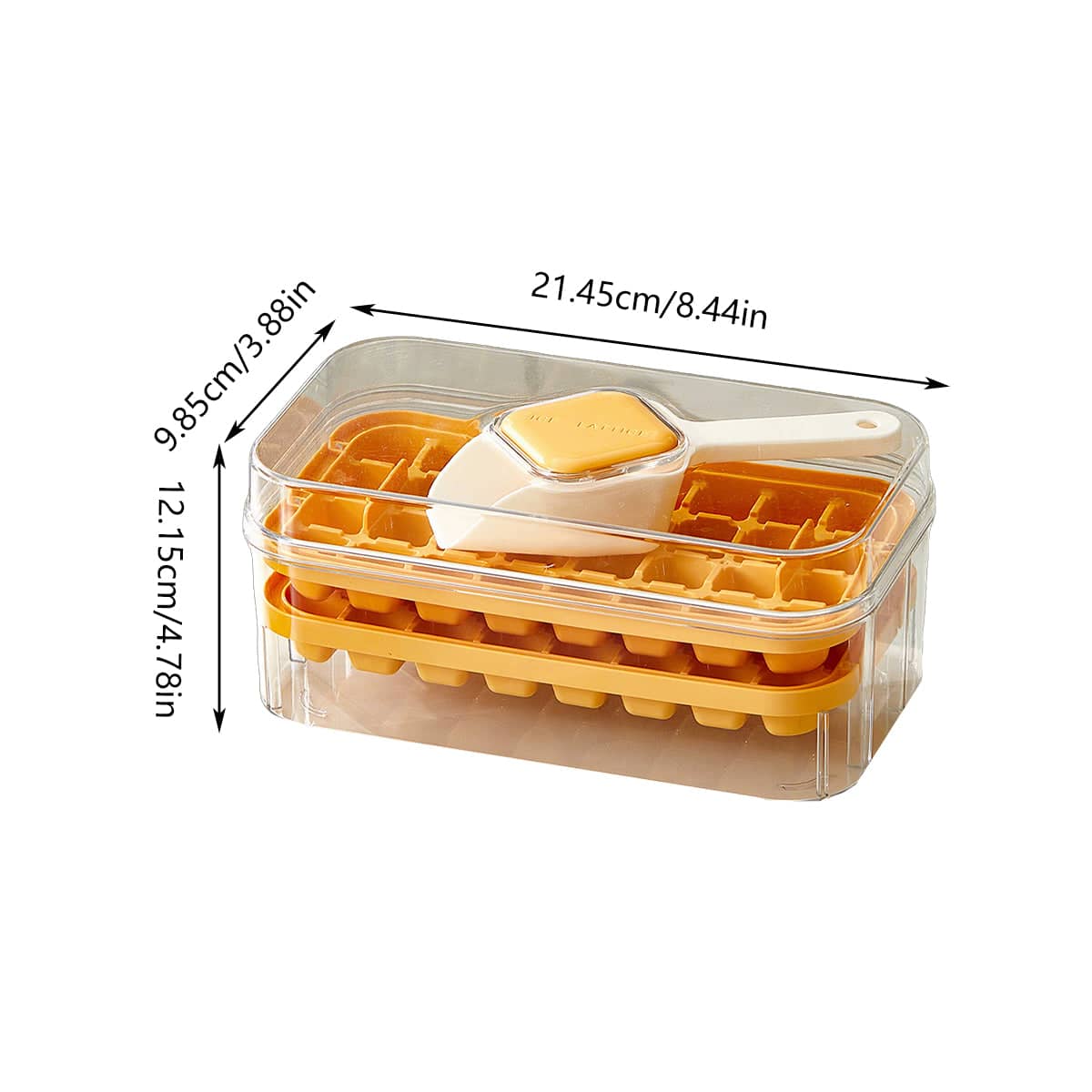 Large Capacity Press Ice Cube Mould with Storage Container and Scoop - White - view 4