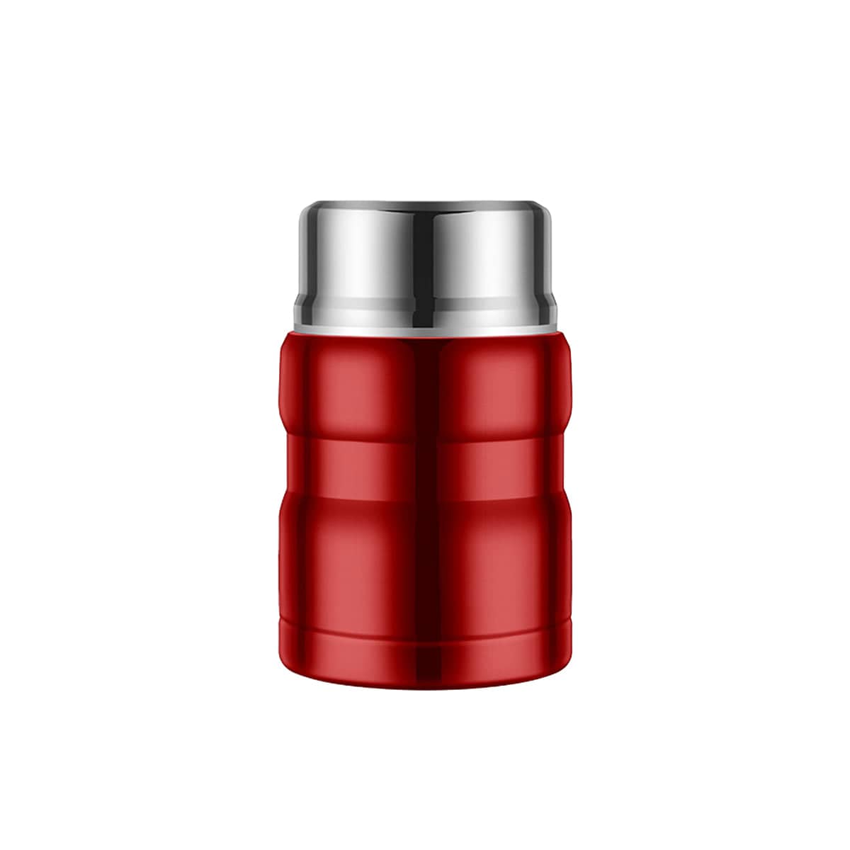 Large Capacity Stainless Steel Vacuum Insulated Lunch Box Flask with Foldable Spoon - Red