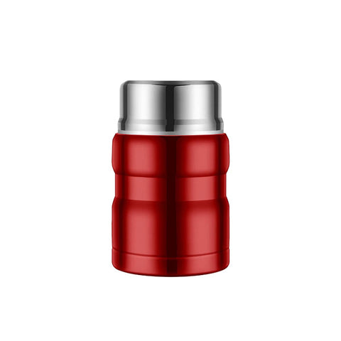 Large Capacity Stainless Steel Vacuum Insulated Lunch Box Flask with Foldable Spoon - Red