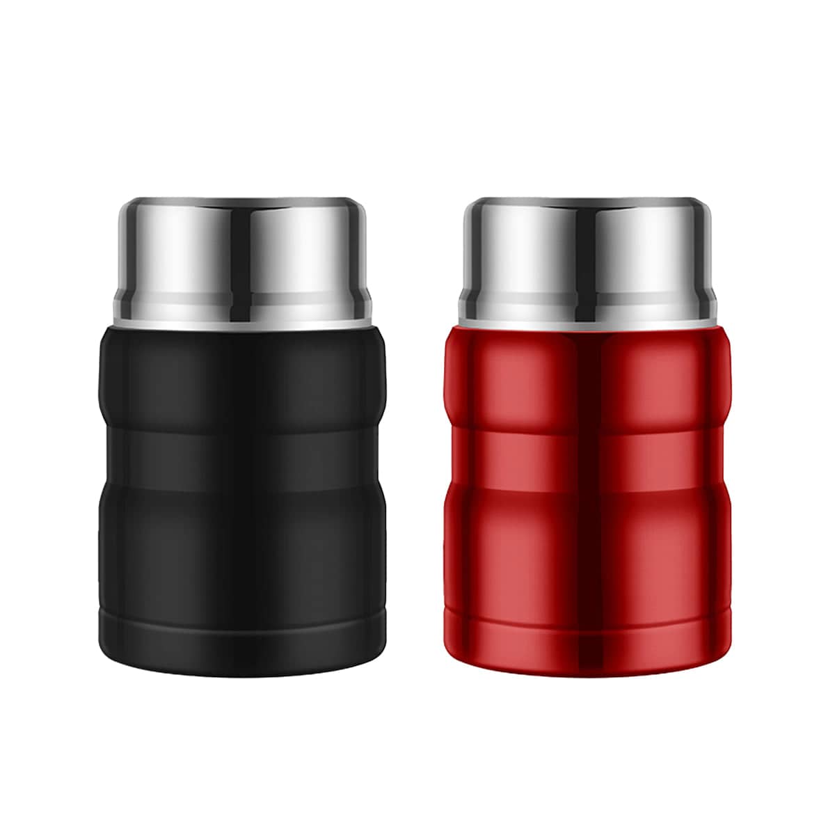 Large Capacity Stainless Steel Vacuum Insulated Lunch Box Flask with Foldable Spoon - Red - view 3