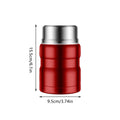 Large Capacity Stainless Steel Vacuum Insulated Lunch Box Flask with Foldable Spoon - Red - view 4