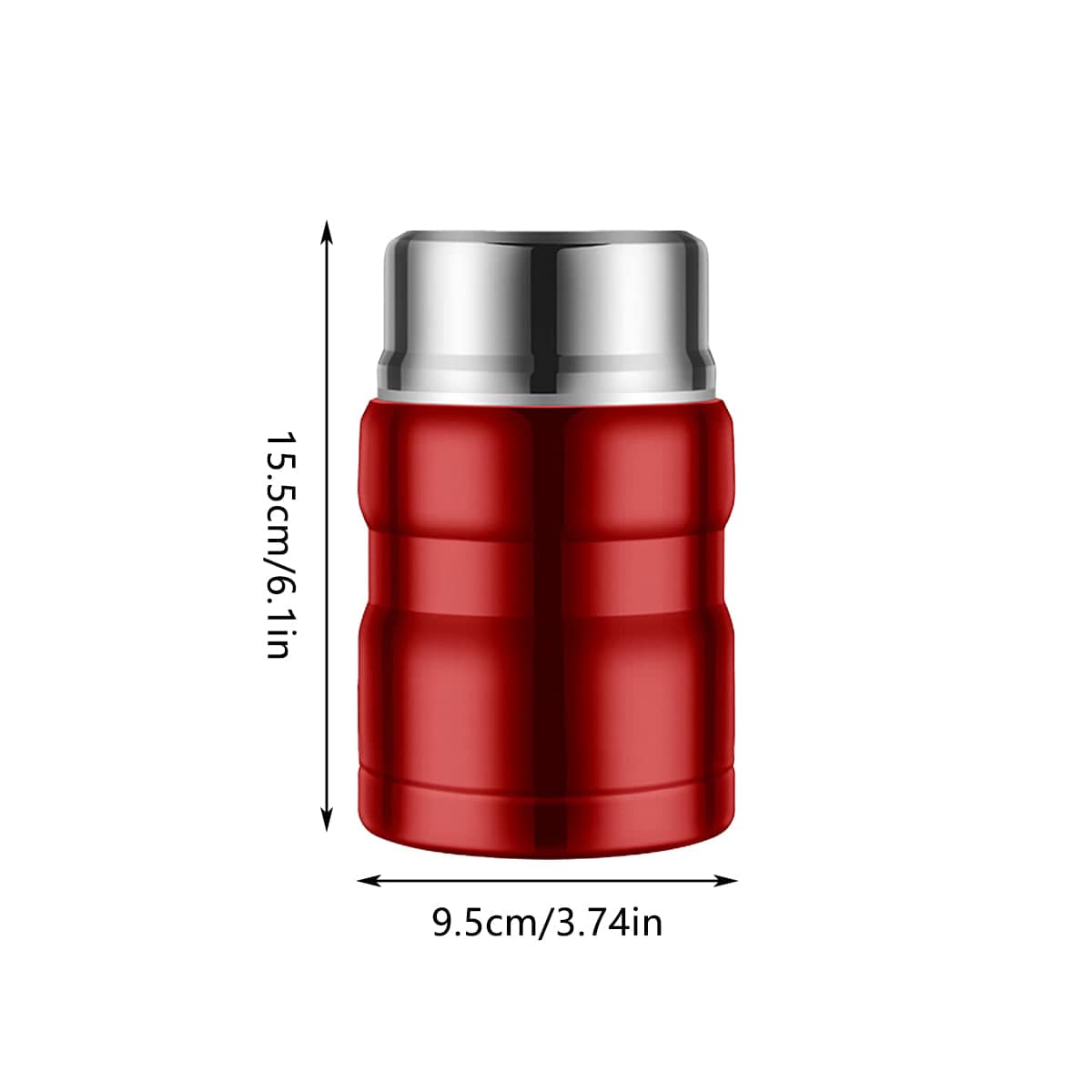 Large Capacity Stainless Steel Vacuum Insulated Lunch Box Flask with Foldable Spoon - Red - view 4