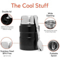 Large Capacity Stainless Steel Vacuum Insulated Lunch Box Flask with Foldable Spoon - Red - view 5