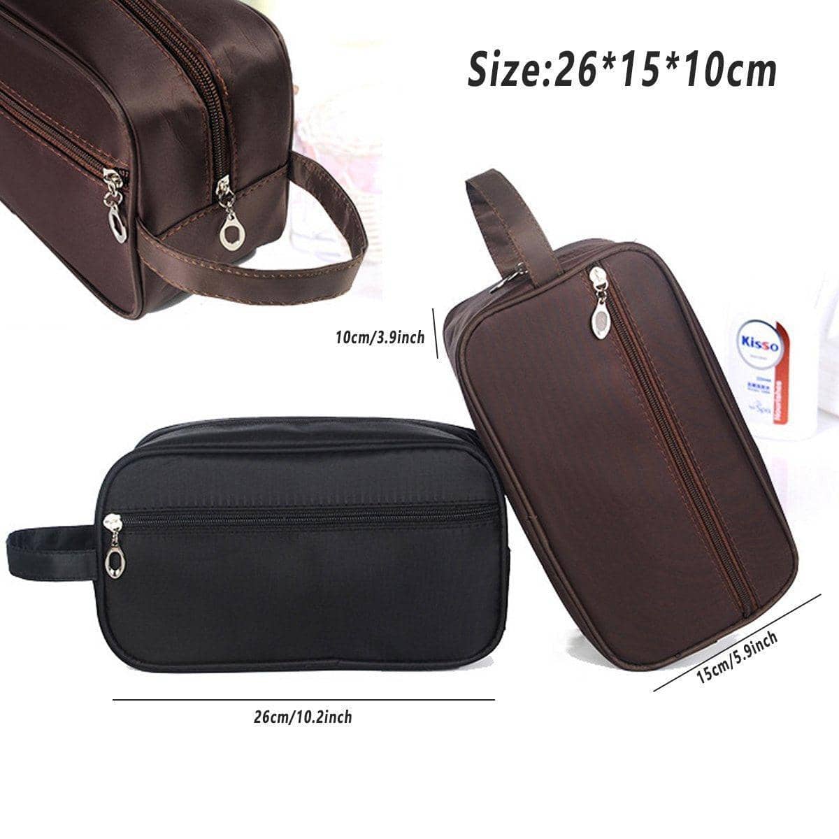 Large Capacity Travel Cosmetic Bag for Men, Water-Resistant - Coffee Brown - view 4