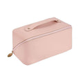 Large Capacity Travel Cosmetic Bag - Pink, PU Leather (23.5 x 10.5 x 11 cm)