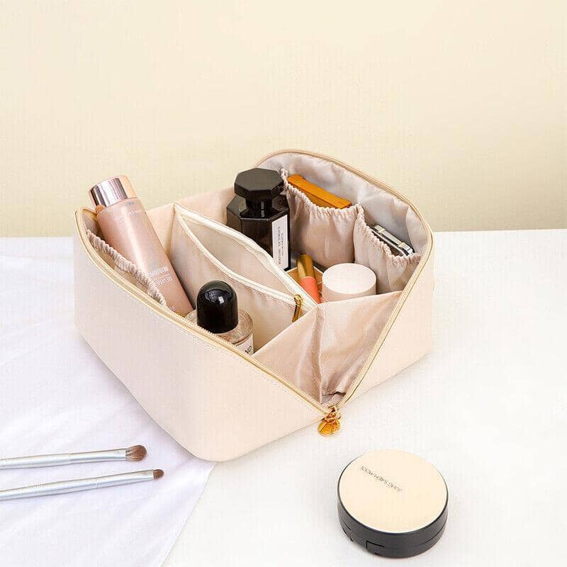 Large Capacity Travel Cosmetic Bag - Pink, PU Leather (23.5 x 10.5 x 11 cm) - view 5