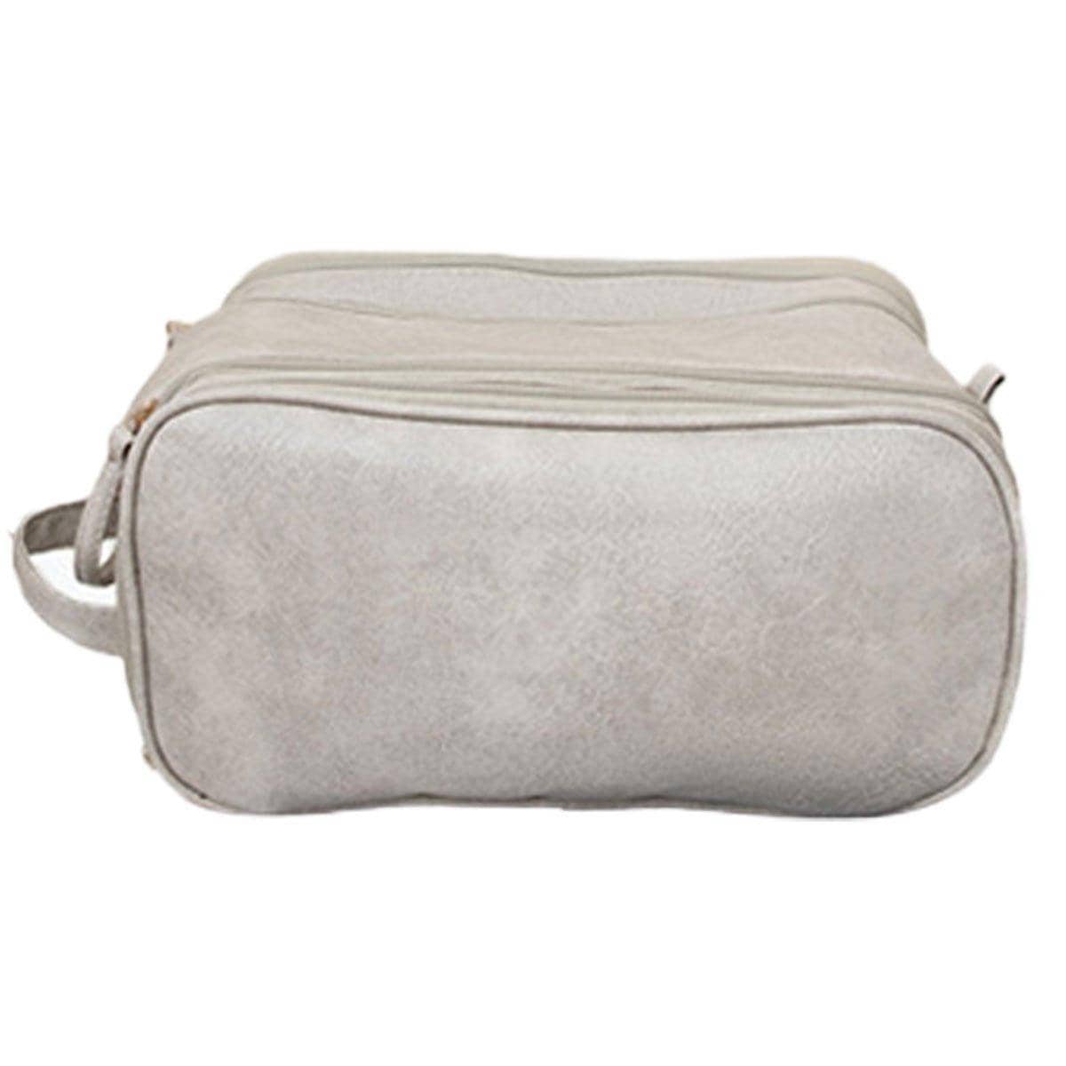 Large Capacity Travel Cosmetic Bag, Waterproof Faux Leather - Beige