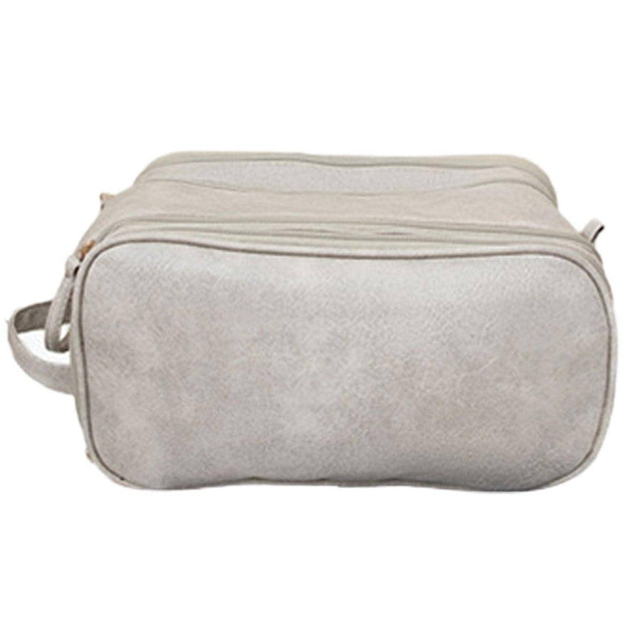 Large Capacity Travel Cosmetic Bag, Waterproof Faux Leather - Beige