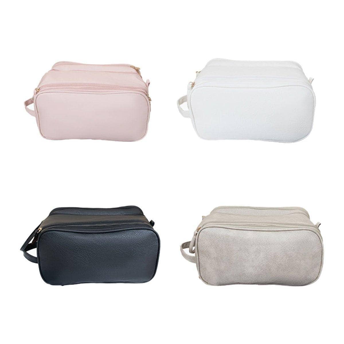 Large Capacity Travel Cosmetic Bag, Waterproof Faux Leather - Beige - view 3