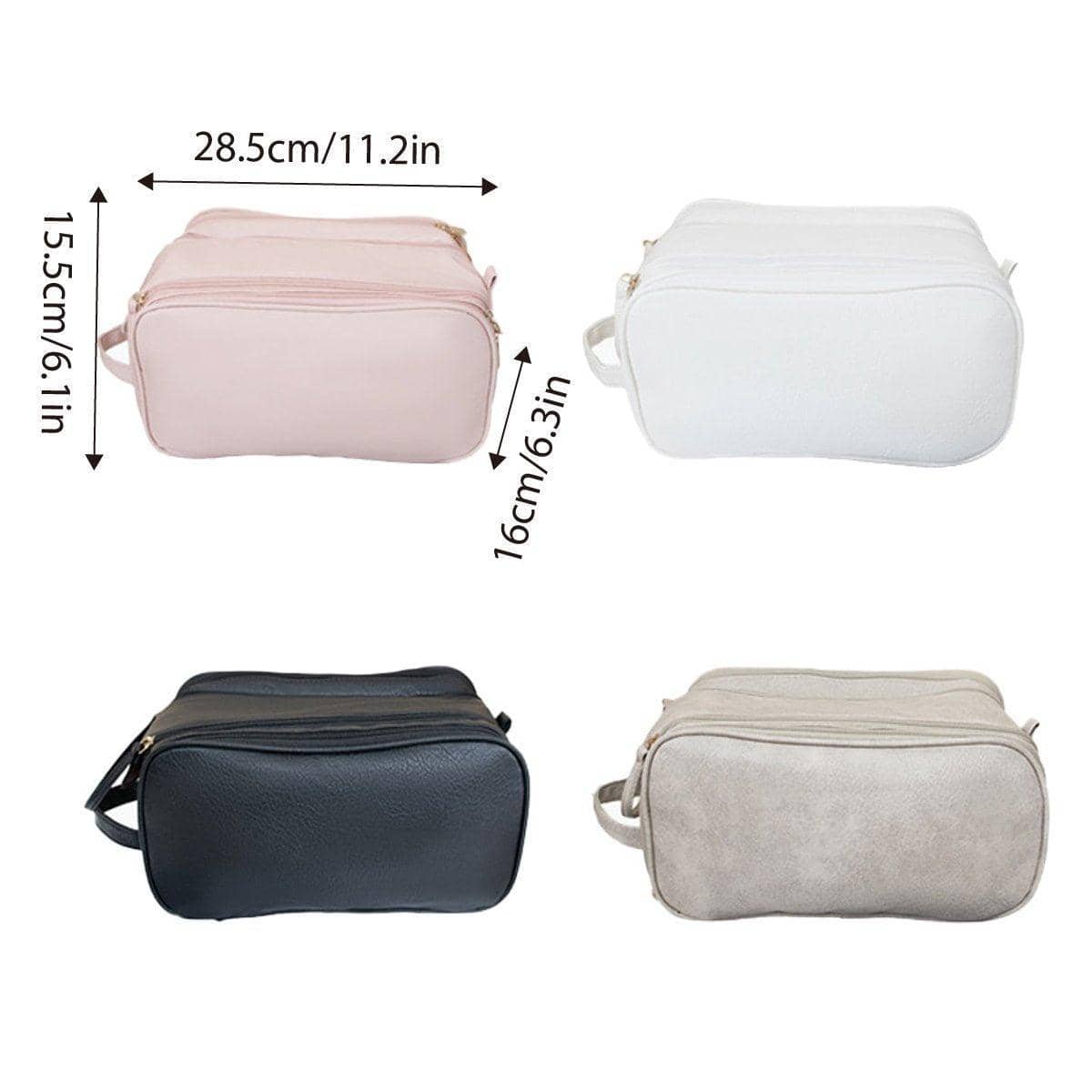 Large Capacity Travel Cosmetic Bag, Waterproof Faux Leather - Beige - view 4