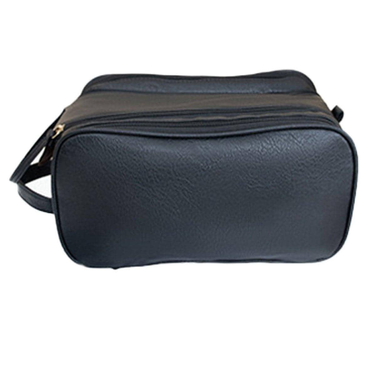 Large Capacity Travel Cosmetic Bag, Waterproof Faux Leather - Black