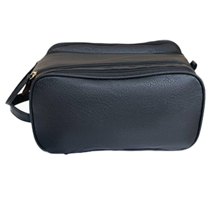 Large Capacity Travel Cosmetic Bag, Waterproof Faux Leather - Black