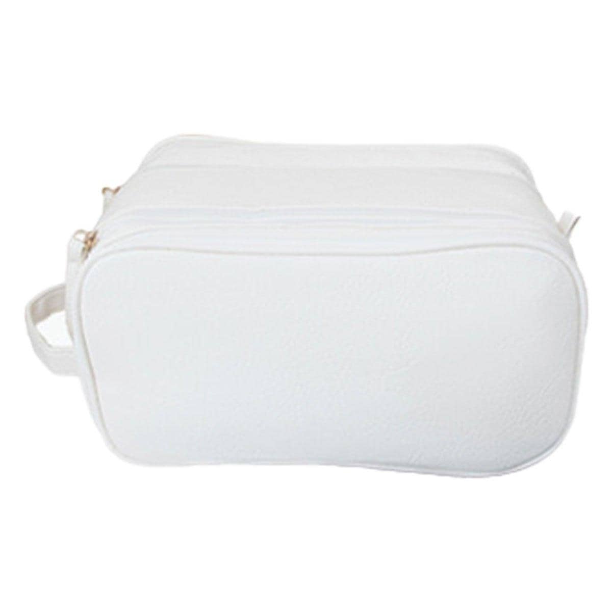 Large Capacity Travel Cosmetic Bag, Waterproof Faux Leather - White