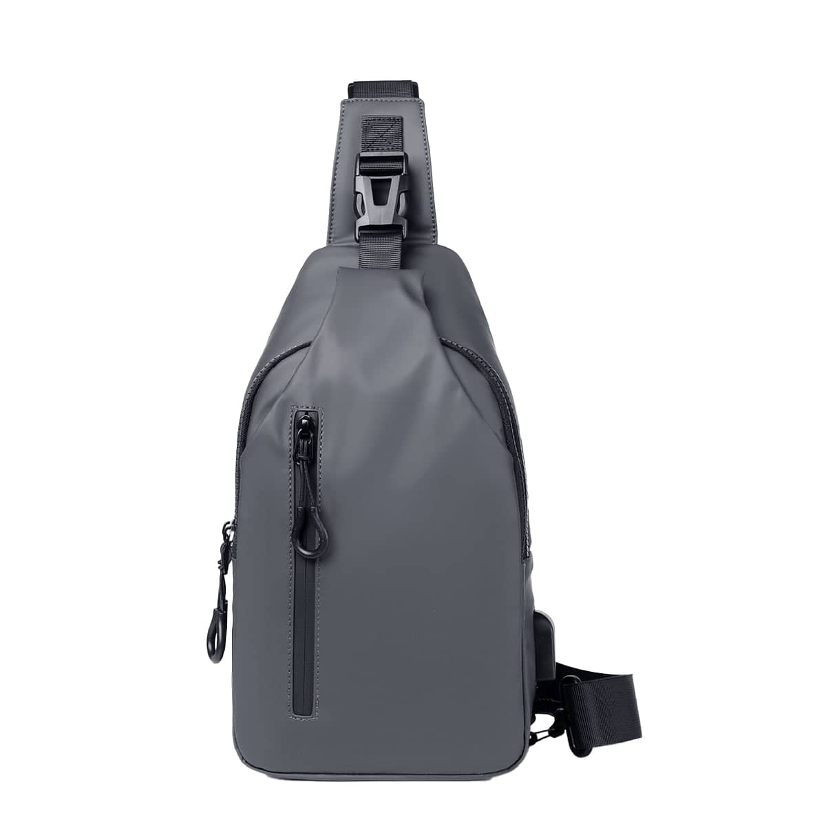 Large Capacity Waterproof Chest Crossbody Bag with USB Port - Grey