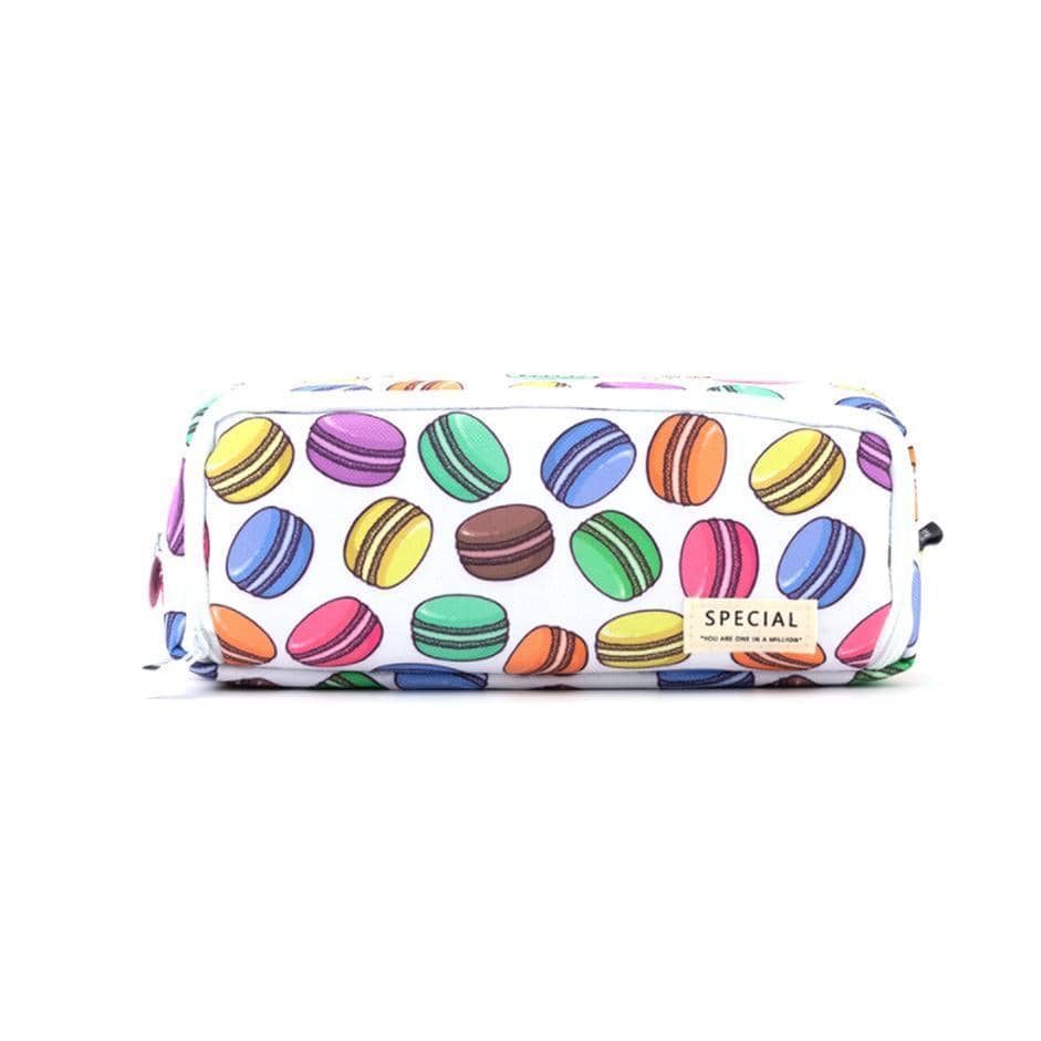 Large Capacity Zipper Pencil Case, Foldable - Macaron Print