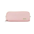 Large Capacity Zipper Pencil Case, Foldable - Light Pink