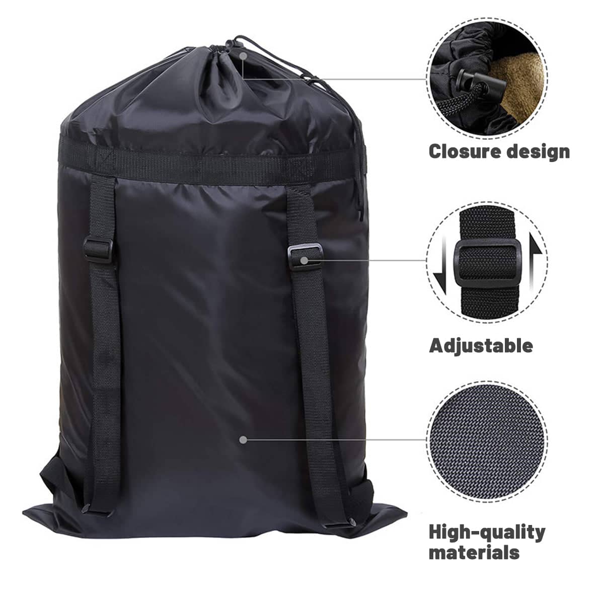 Large Drawstring Polyester Laundry Backpack for Students and Travel, 87 cm - view 5