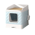 Large Enclosed Cat Litter Box with Drawer for Indoor Cats - Blue