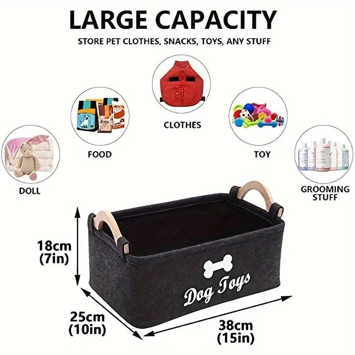 Large Felt Storage Basket for Dog Toys and Dirty Clothes - view 3