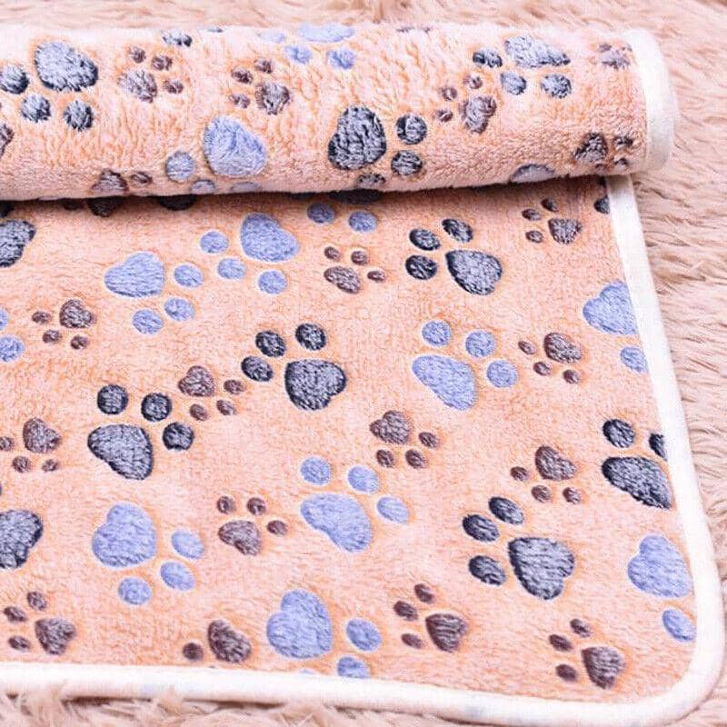 Large Fleece Paw Print Pet Blanket, 104 x 76 cm - Light Brown - view 5