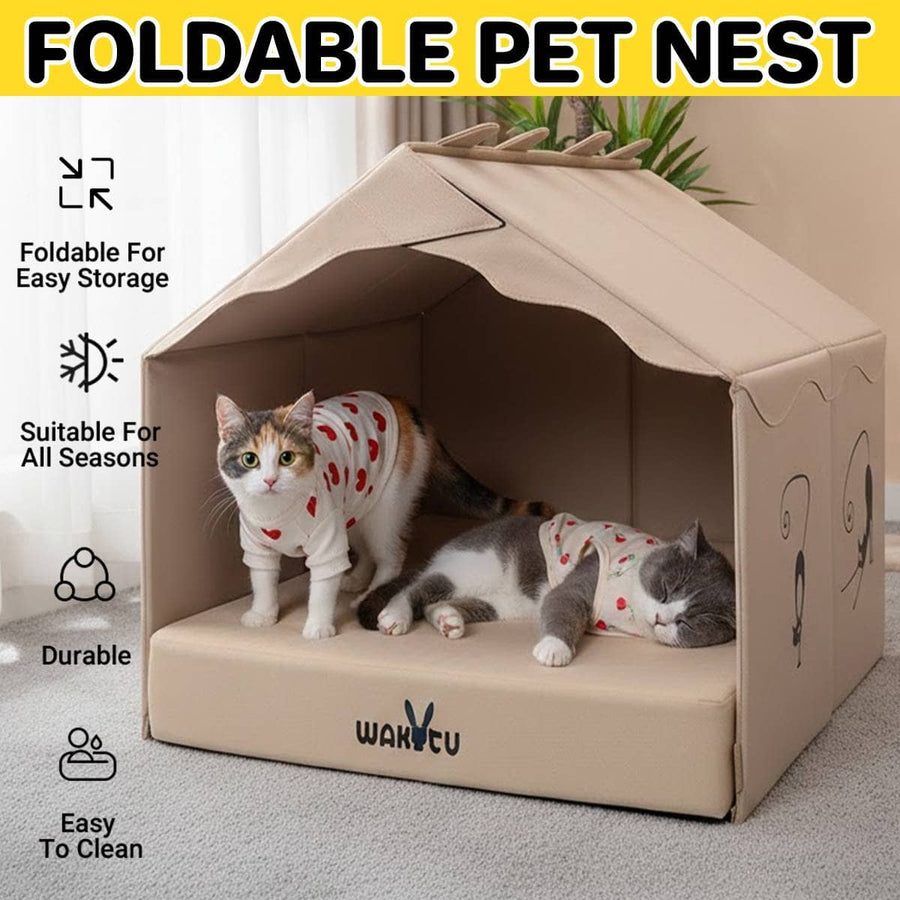 Large Foldable Cat Bed, Indoor and Outdoor Pet Sleeping Nest