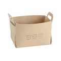 Large Foldable Felt Storage Basket with Bear Print Pack of 2 - Beige