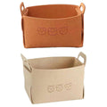 Large Foldable Felt Storage Basket with Bear Print Pack of 2 - Brown - view 3