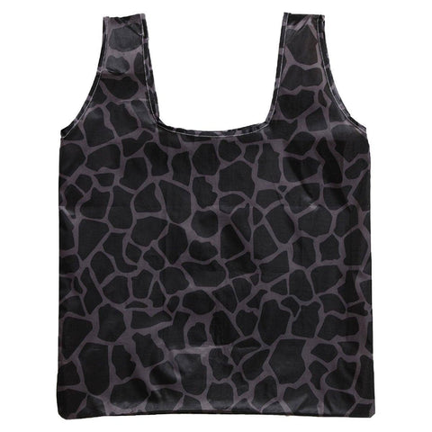 Large Foldable Reusable Grocery Bag, 41 x 56 cm - Black Giraffe Print