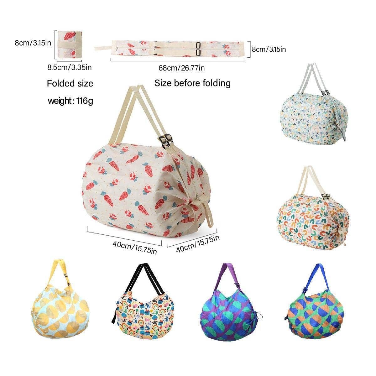 Large Foldable Reusable Shopping Bag, 40 x 40 x 68 cm - Multicolour Arch Print - view 4