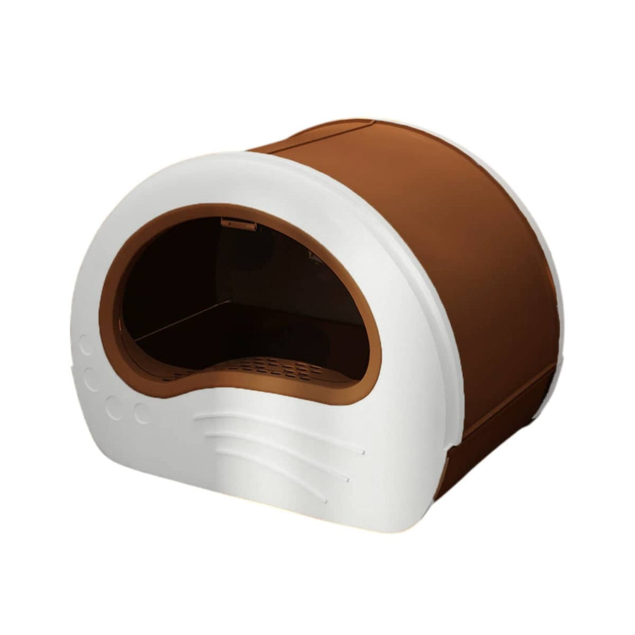 Large Fully Enclosed Cat Litter Box with Drawer Base - Coffee Brown