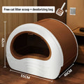 Large Fully Enclosed Cat Litter Box with Drawer Base - Coffee Brown - view 5