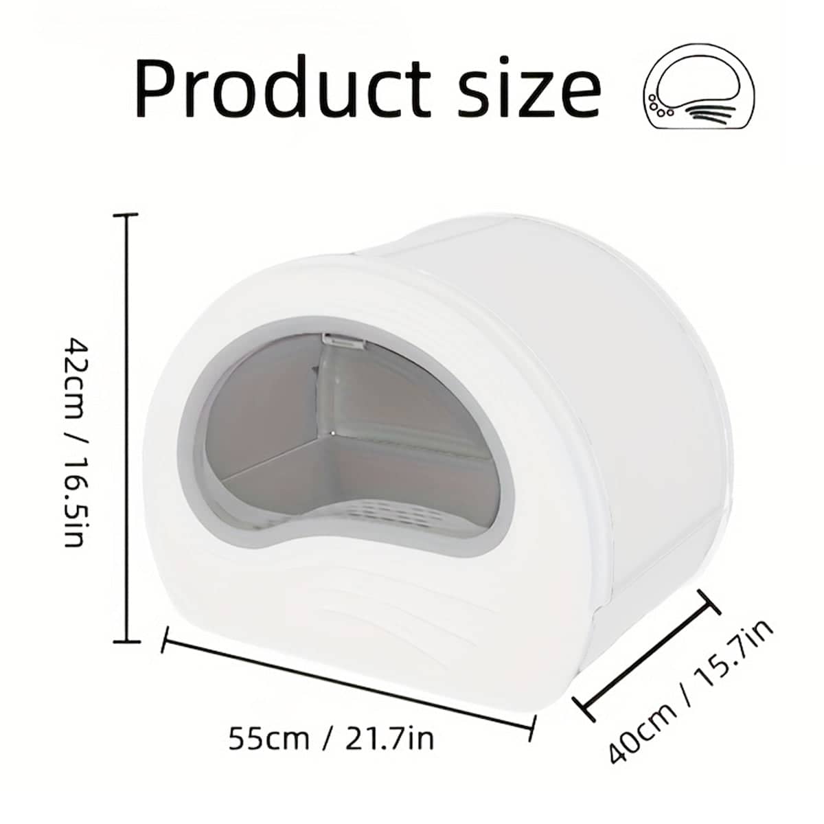 Large Fully Enclosed Cat Litter Box with Drawer Base - White - view 3