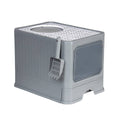 Large Fully Enclosed Cat Litter Box with Drawer and Scoop - Grey