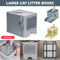 Large Fully Enclosed Cat Litter Box with Drawer and Scoop - Yellow - view 2