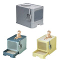Large Fully Enclosed Cat Litter Box with Drawer and Scoop - Yellow - view 3