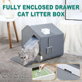 Large Fully Enclosed Cat Litter Box with Drawer Tray, Scoop and Vent Cover