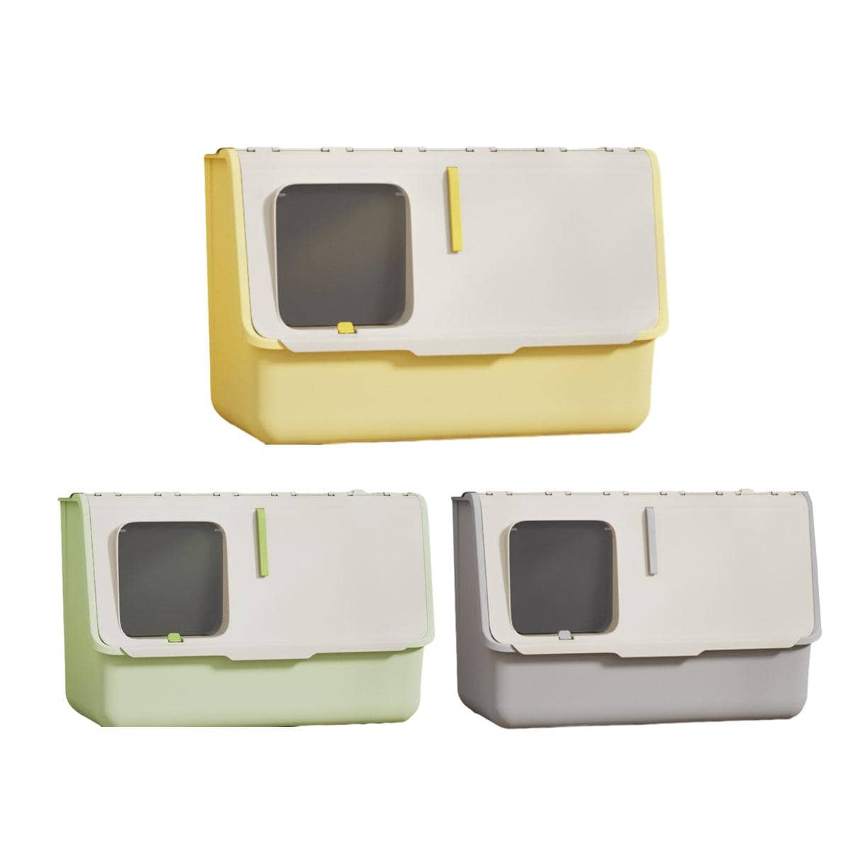 Large Fully Enclosed Cat Litter Box with Lid and Odour Control - Mint Green - view 3