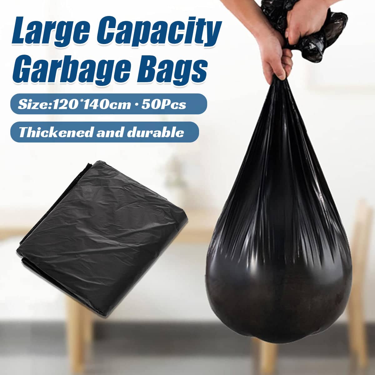 Large Heavy Duty Garbage Bags 50 Piece 140 x 120 cm for Kitchen and Home Use - view 4