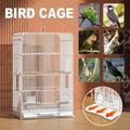 Large Parrot Birdcage with Standing Poles and Pull Out Tray, White Metal Flight Cage