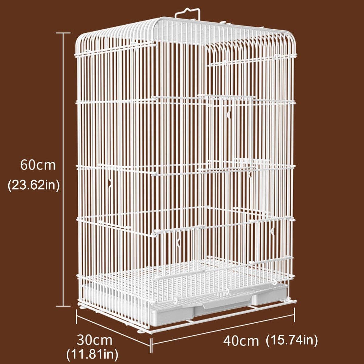 Large Parrot Birdcage with Standing Poles and Pull Out Tray, White Metal Flight Cage - view 3