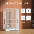 Large Parrot Birdcage with Standing Poles and Pull Out Tray, White Metal Flight Cage - view 4